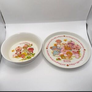 Vtg Silite Strawberry Shortcake Melamine Dinner Plate (3101) & Bowl (3242) Set